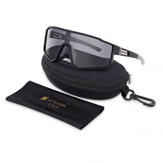 Sportowe okulary przeciwsłoneczne z polaryzacją i filtrem UV400 Czarne POL-464